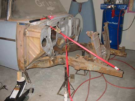Tie straps pulling cowl