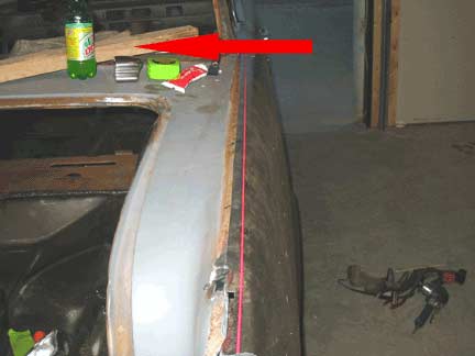 Pink string cut line on fin