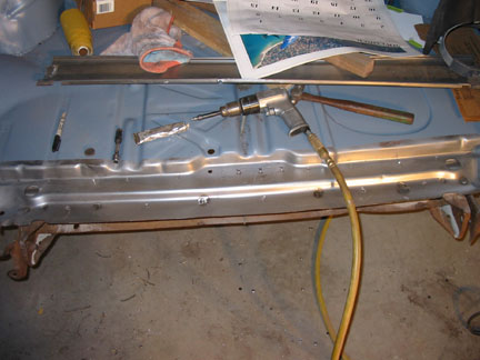 Trunk pan weld areas marked 1