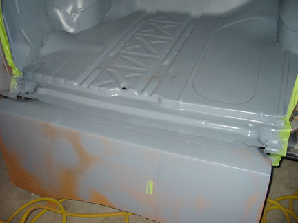 Trunk pan in epoxy primer