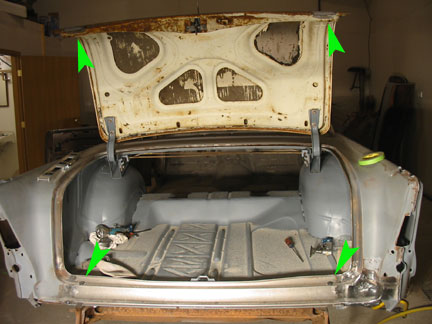 Feet and rubber stop locations
