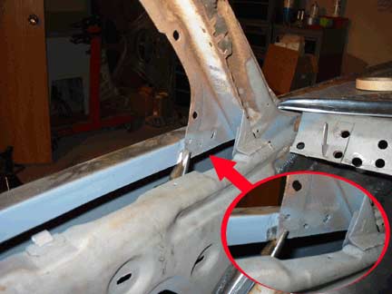 C pillar support plug welded