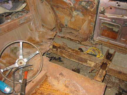 Cutting the floor pan out
