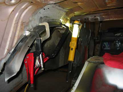 New part clamped in place