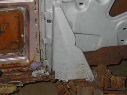 Passenger B pillar support cleaned