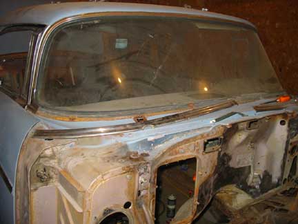Windshield trim removed
