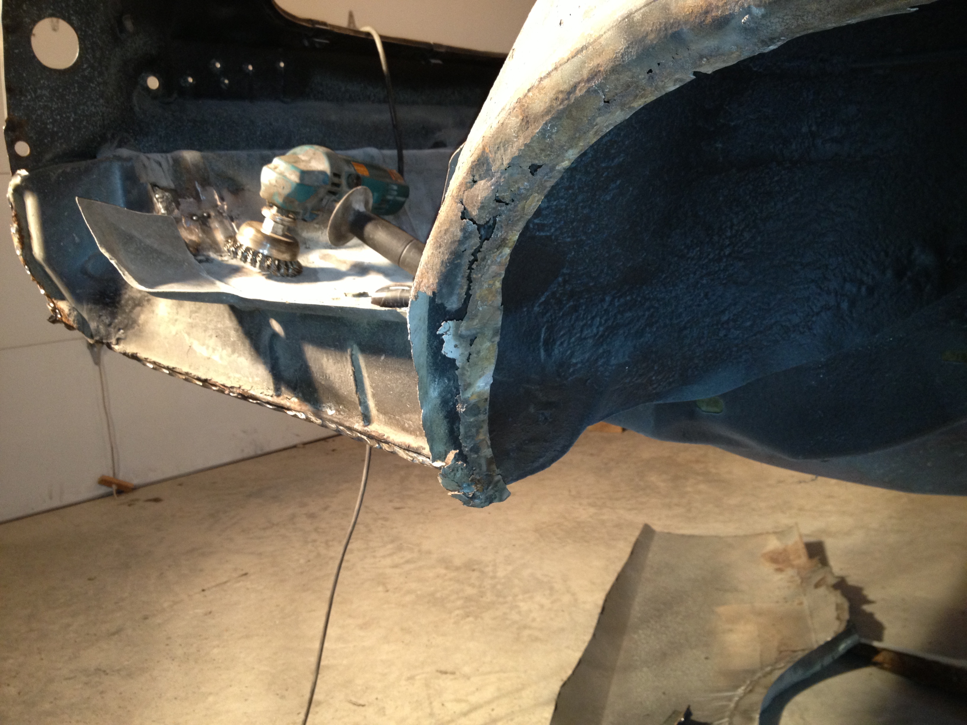 Spot welds drilled