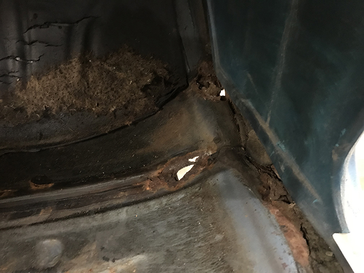 Rust area near rotisserie mount